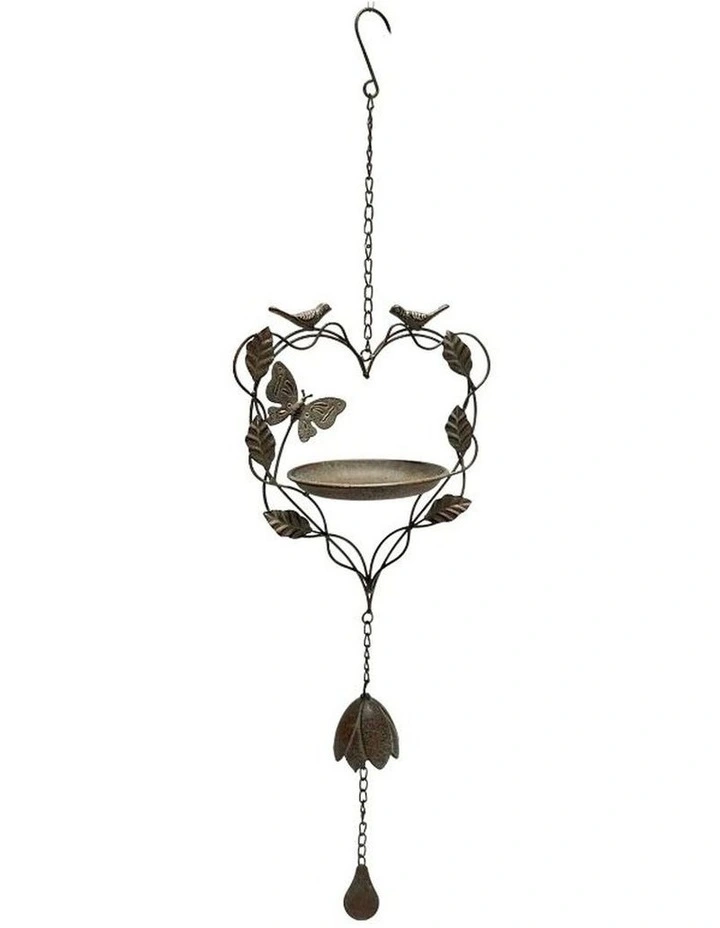 Willow & Silk Hanging Heart-Shape-Birdfeeder w/Butterfly   Birds 27x16x87cm image 1