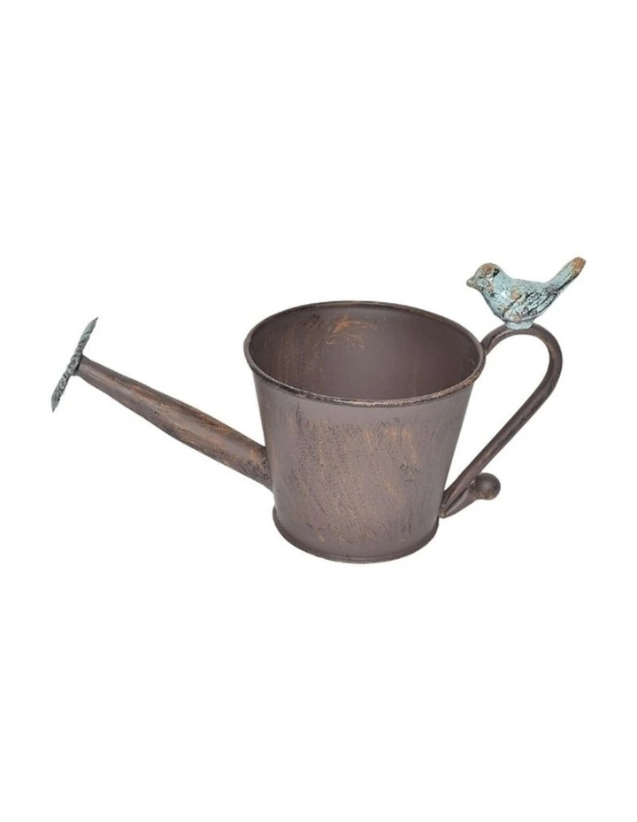 Willow & Silk Watering Can Shape Potplanter w/Blue Flower 28x13x15cm image 1