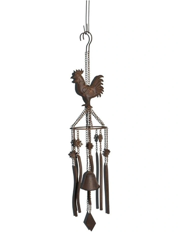 Willow & Silk Hanging Rustic Chicken Windchime and Cast Iron Bell image 1