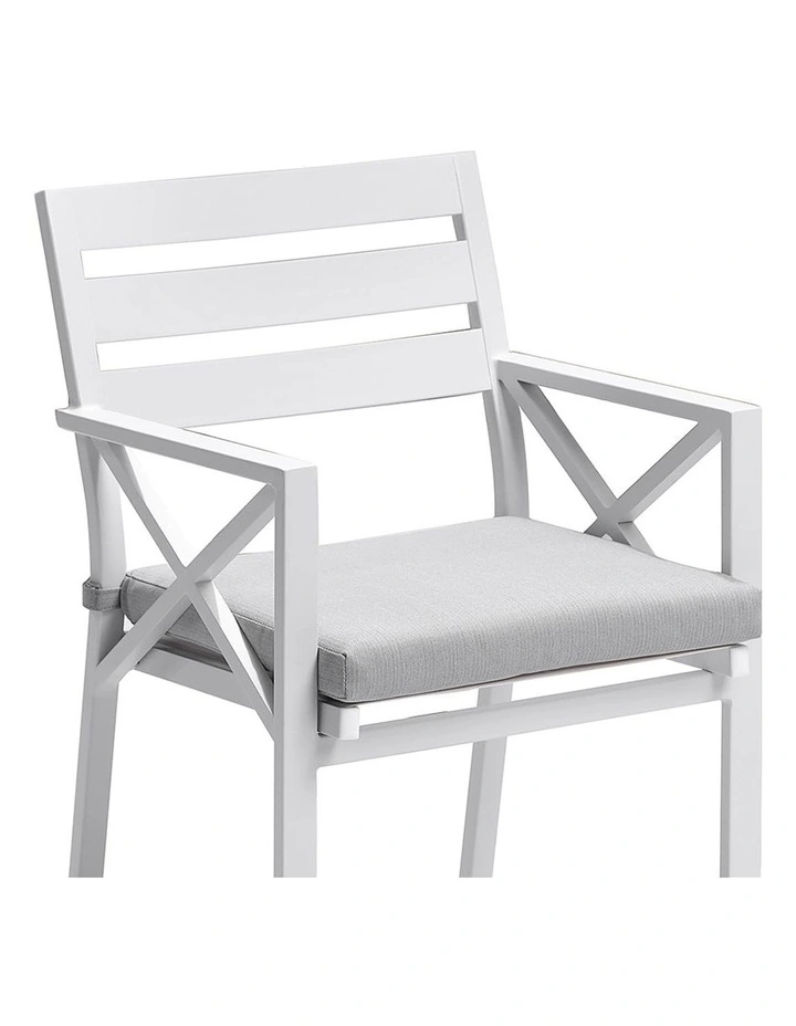 Kansas Outdoor Aluminium Dining Arm Chair White & Textured Grey Cushions image 3