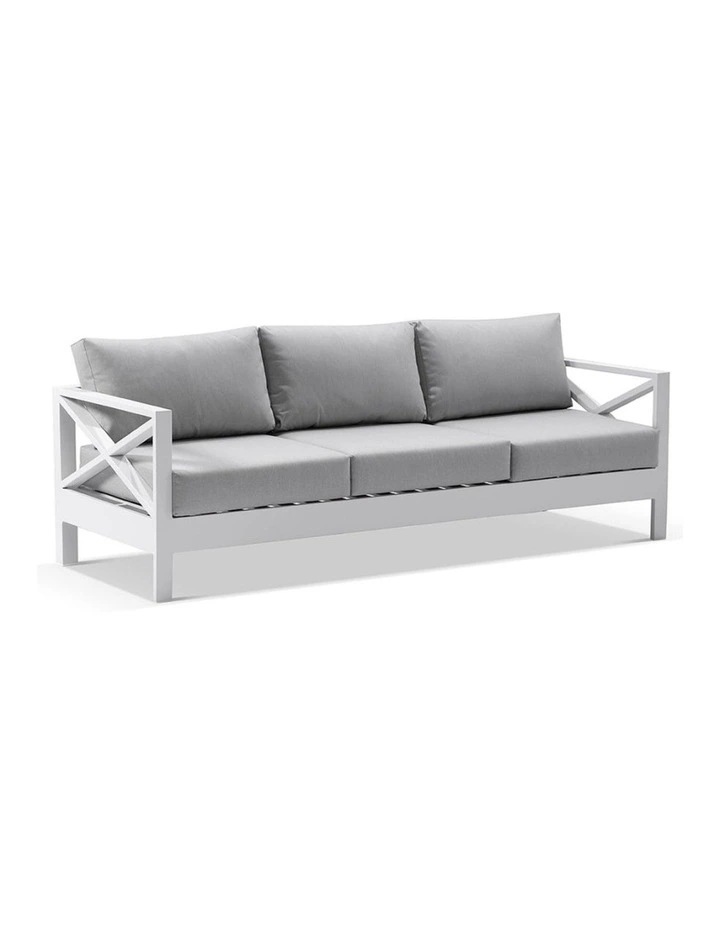 Kansas 3 2 1 1 seater Outdoor Lounge Set White With Coffee Table & Textured Olefin Cushions image 2
