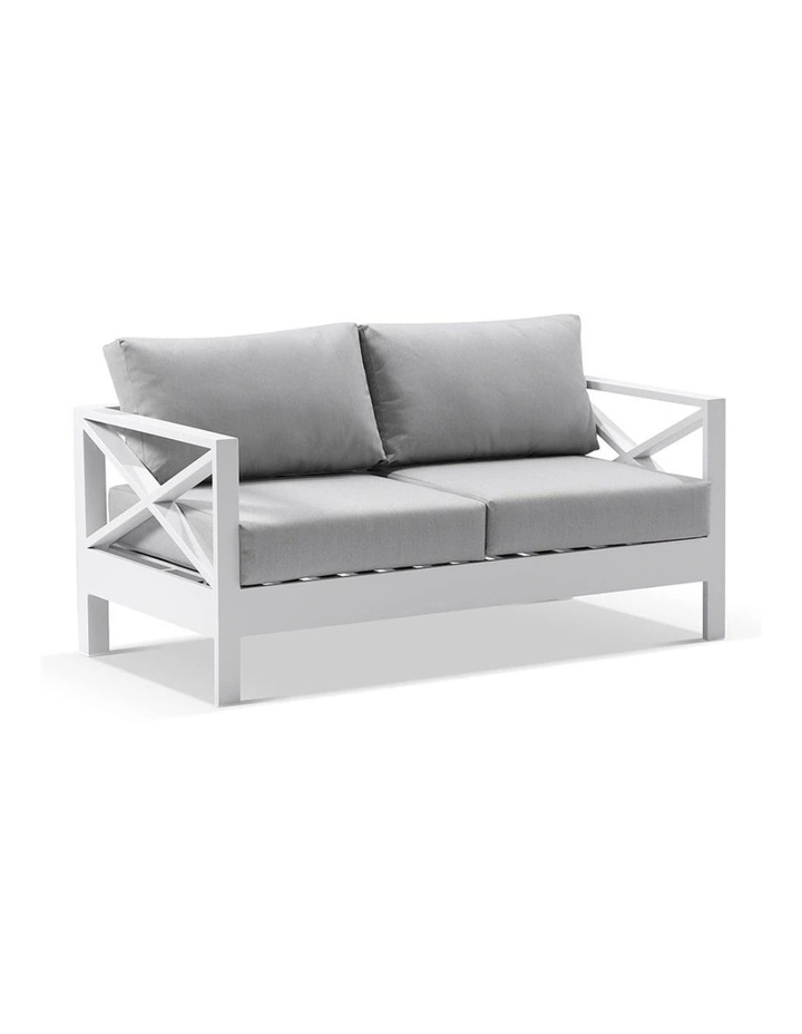 Kansas 3 2 1 1 seater Outdoor Lounge Set White With Coffee Table & Textured Olefin Cushions image 3