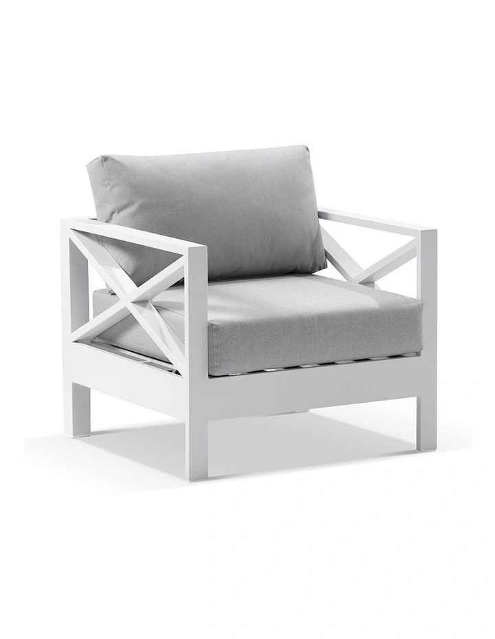 Kansas 3 2 1 1 seater Outdoor Lounge Set White With Coffee Table & Textured Olefin Cushions image 4