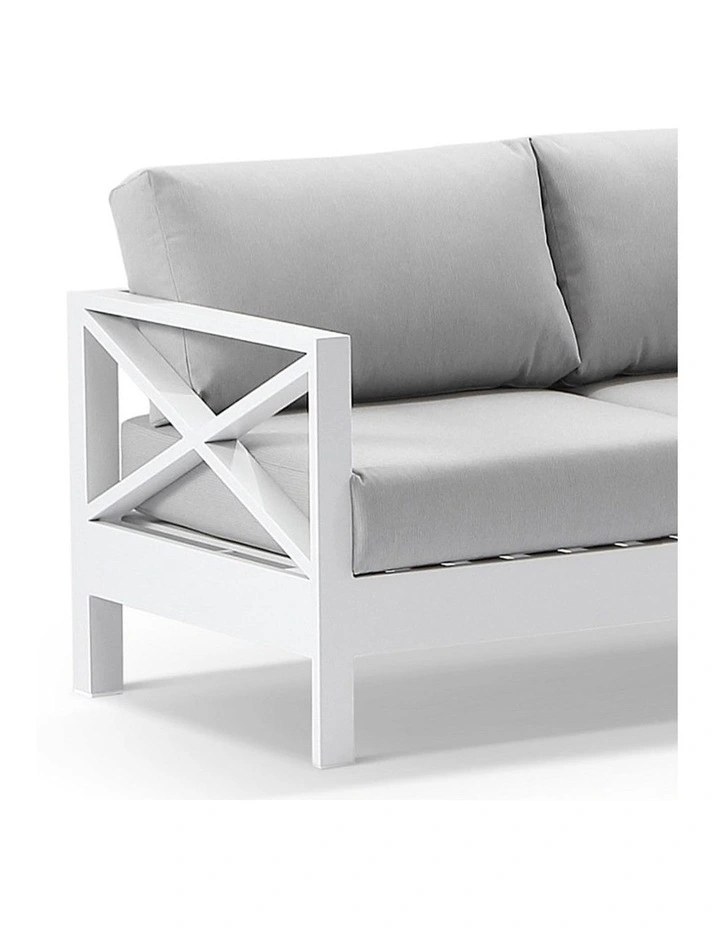 Kansas 3 2 1 1 seater Outdoor Lounge Set White With Coffee Table & Textured Olefin Cushions image 5