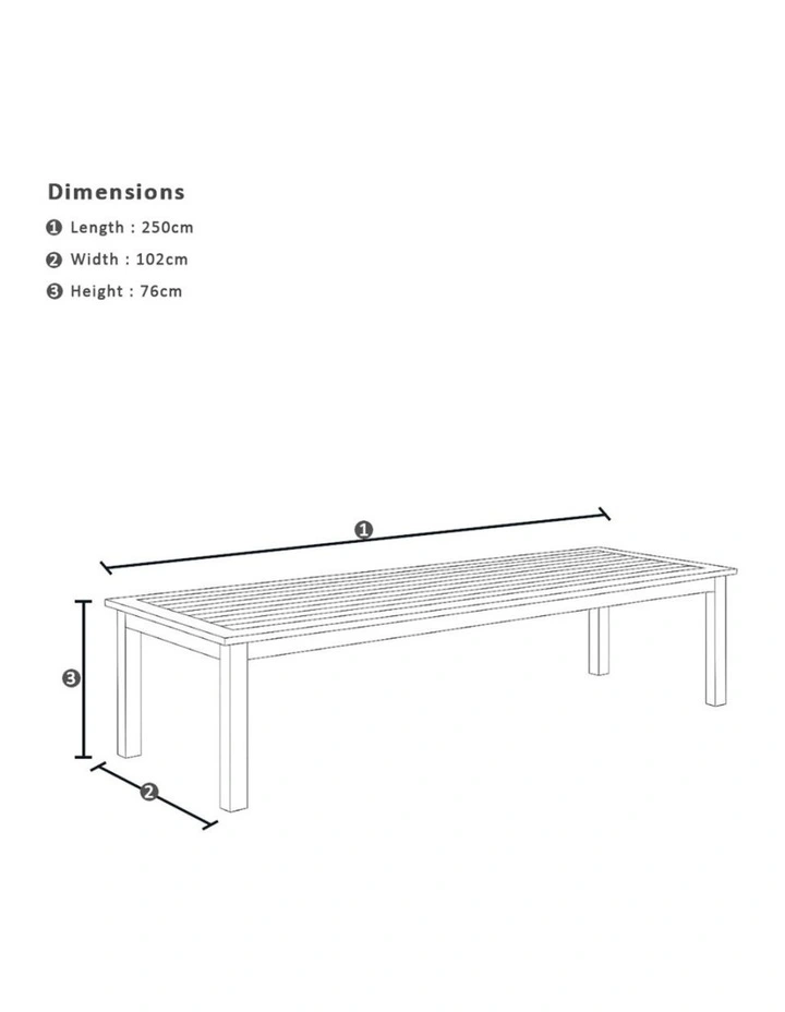 Balmoral 2.5m Outdoor Teak Top Table White With 8 Hugo Rope Chairs & Textured Olefin Grey Cushions image 3