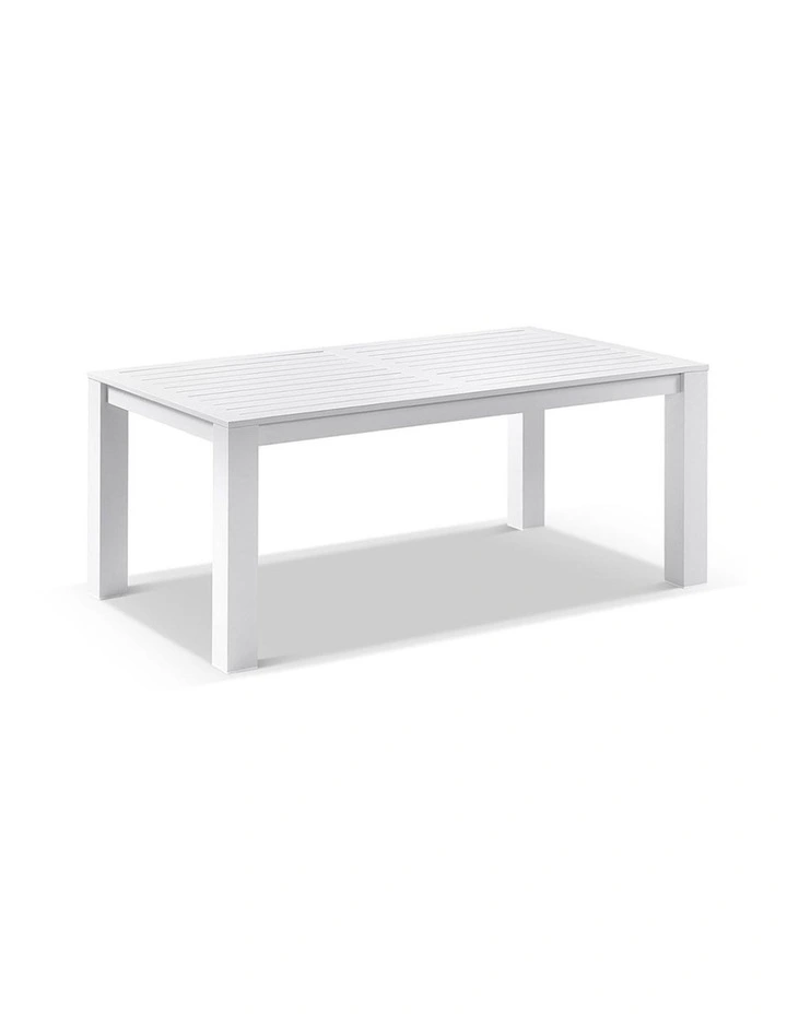 Santorini 1.8m Rectangle Dining Table White With 2 Bench Seats & Textured Olefin Grey Cushions image 2