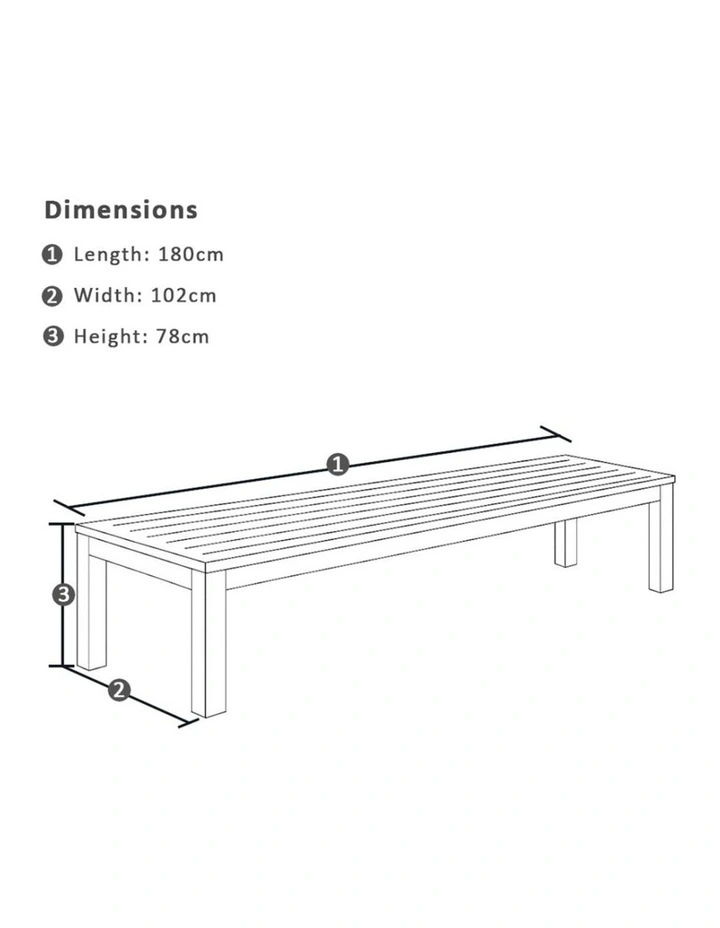 Santorini 1.8m Rectangle Dining Table White With 2 Bench Seats & Textured Olefin Grey Cushions image 4