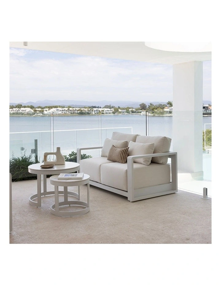Whitehaven 3 2 1 Outdoor Lounge Set White With Hugo Coffee Table & Sunbrella Canvas Cushions image 7