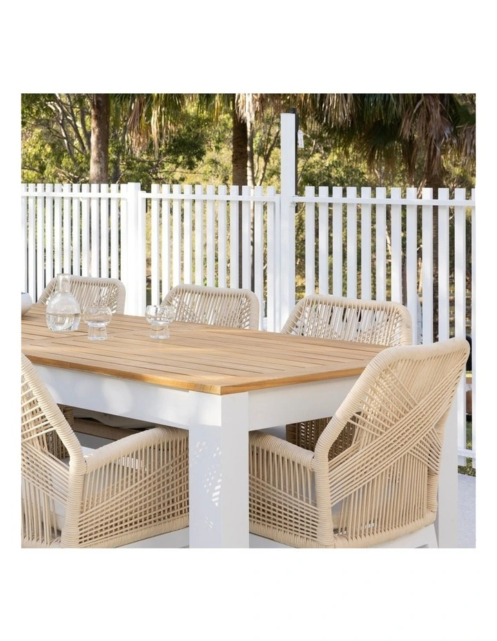 Balmoral 2.5m Outdoor Teak Top Table White With 8 Hugo Rope Chairs & Cream Rope/Cream Cushions image 2
