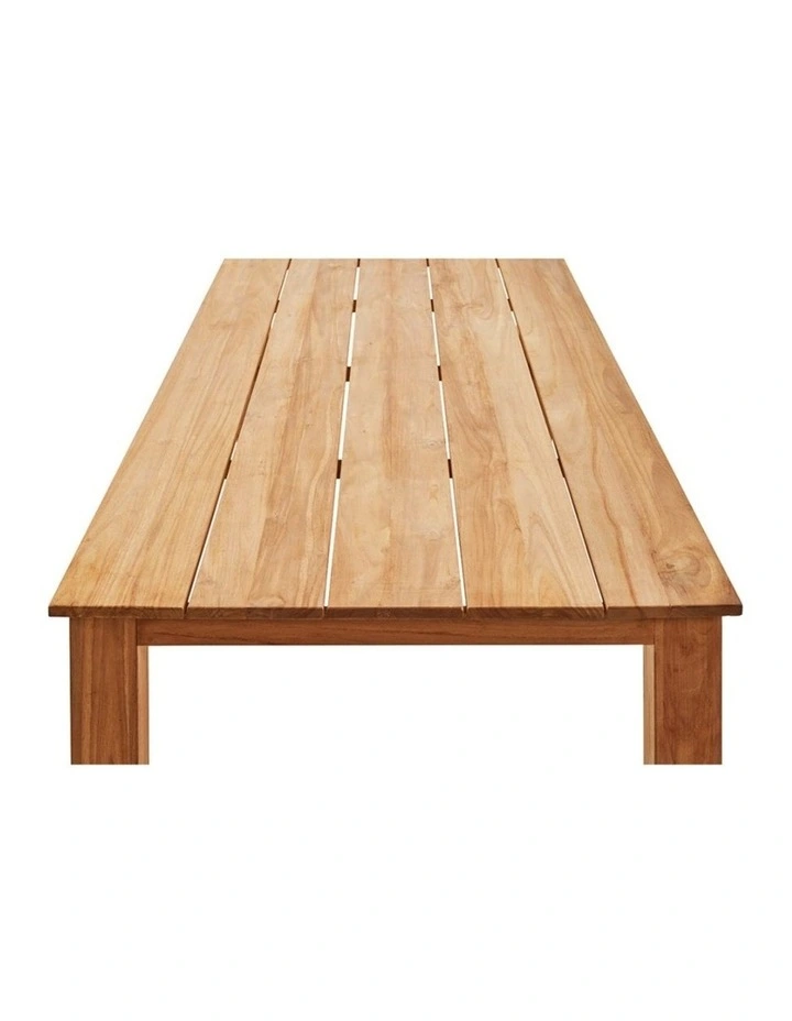 Barbados Outdoor Teak 3m Dining table Brushed Wheat 10 Coastal Wicker Chairs & Cream Cushions image 4