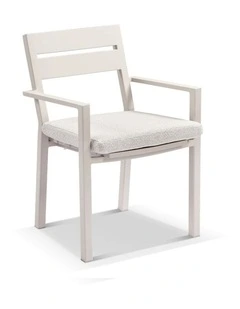 Santorini Outdoor Aluminium Dining Arm Chair Light Dune & Sandstone Cushions