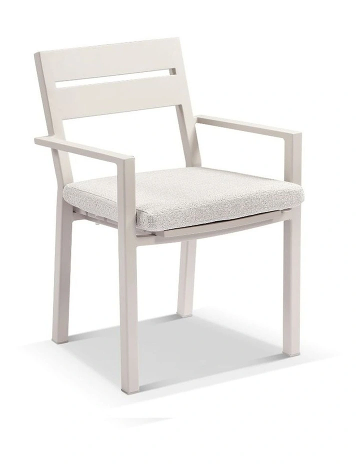 Santorini Outdoor Aluminium Dining Arm Chair Light Dune & Sandstone Cushions image 1