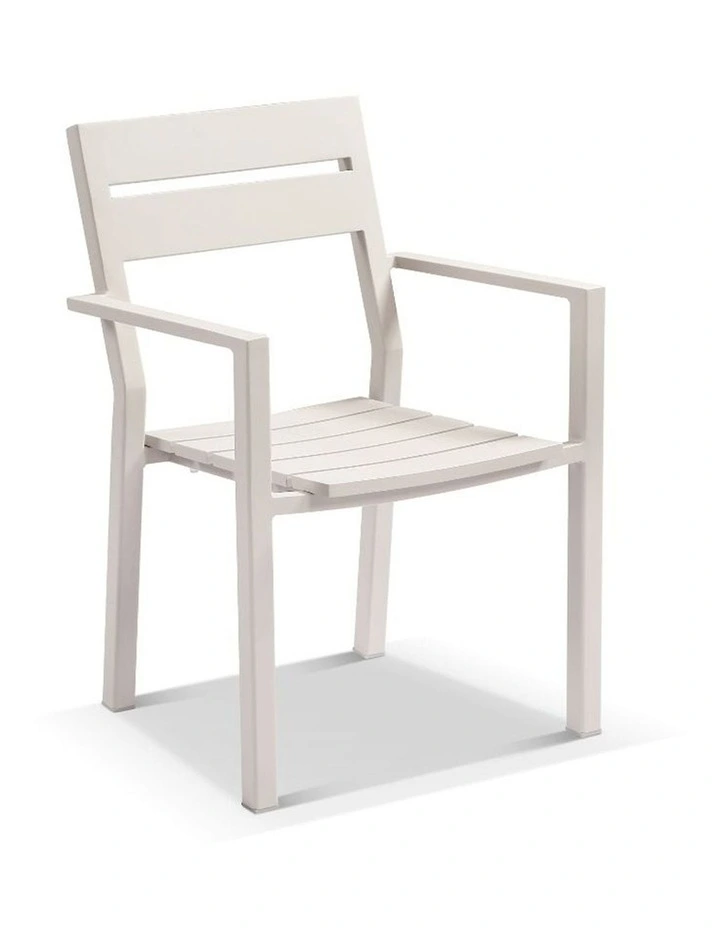 Santorini Outdoor Aluminium Dining Arm Chair Light Dune & Sandstone Cushions image 3