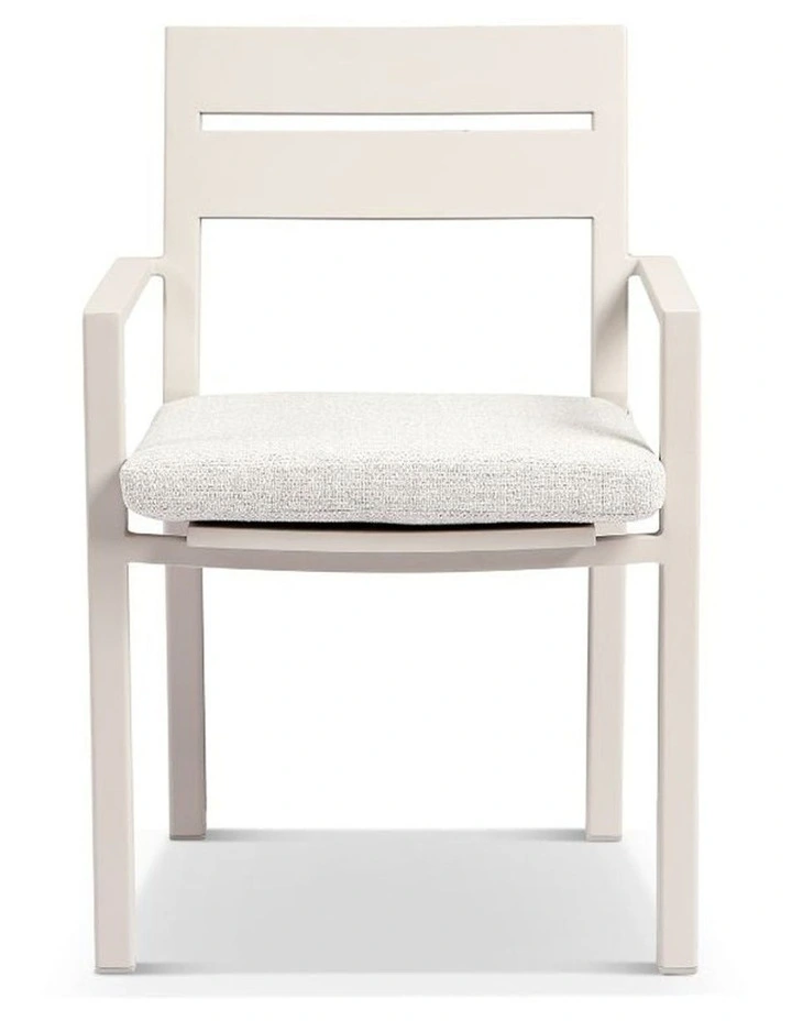 Santorini Outdoor Aluminium Dining Arm Chair Light Dune & Sandstone Cushions image 4