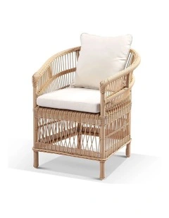Watego Malawi Style Outdoor Wicker and Aluminium Dining Chair Wheat & Cream Cushions