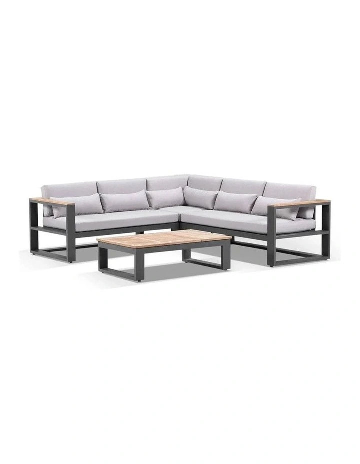 Balmoral Package A Outdoor and Teak Lounge Setting Charcoal Coffee Table & Olefin Grey Cushions image 1