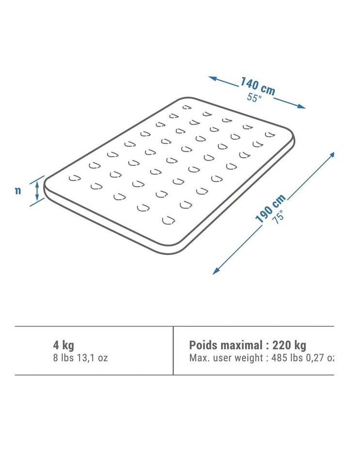 Decathlon | INFLATABLE CAMPING MATTRESS - AIR BASIC 140 CM - 2 CM - 2-PERSON image 3