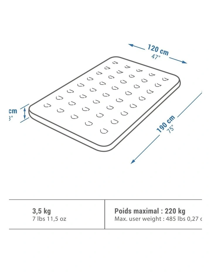 Decathlon | AIR BASIC INFLATABLE CAMPING MATTRESS -120 CM - 2-PERSON image 2