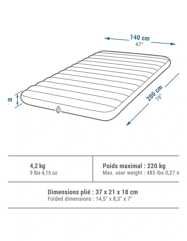 Decathlon | Inflatable Camping Mattress Air Comfort 140 cm 2 People image 2