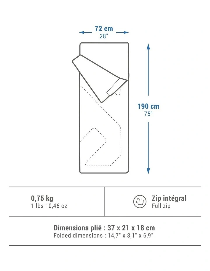 Decathlon | Quechua Arpenaz 20 Sleeping Bag 190 x 72 cm 9L 755g image 2
