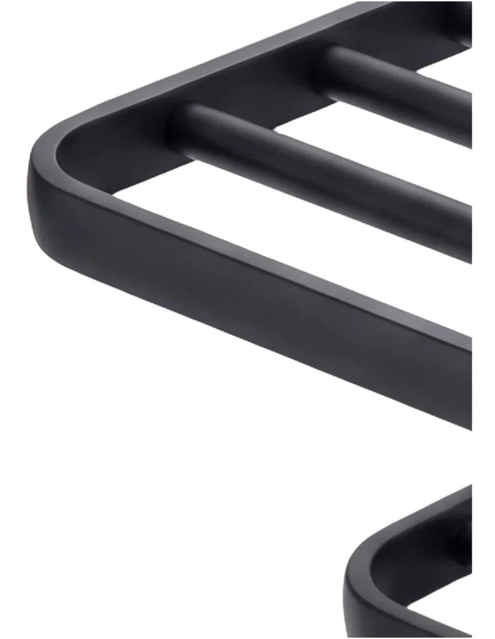 Levede Towel Rack Bathroom 2 Bars Rail Holder Wall Mounted Storage Shelf Black image 4