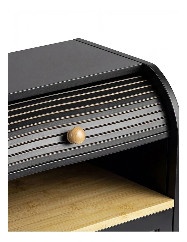 Toque Bread Bin Box 2 Tier Roll Top Bread Bin Kitchen Counter Storage Bamboo image 5