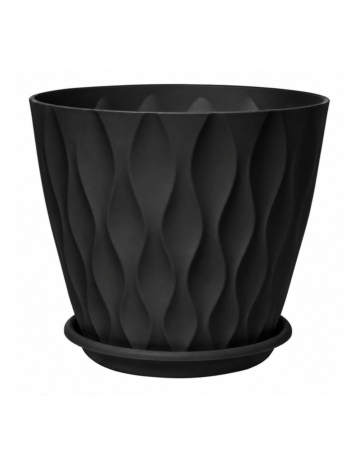 Toque Plant Pots 5 Pcs 8 Inchs Plastic Planter Pots with Drainage Saucers Black image 2