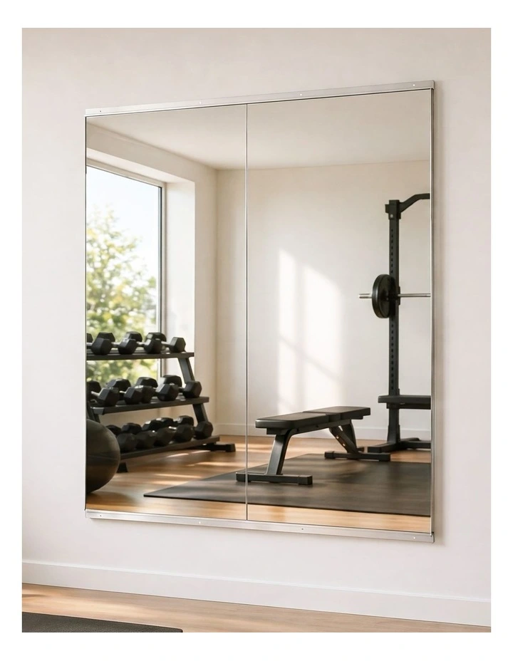 Yezi Workout Mirror Home Gym Mirror 2 Pcs Tempered Glass Full Length Wall Mount image 7