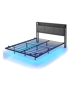 Levede Floating Bed Frame Double LED USB Power Storage Headboard Metal Base