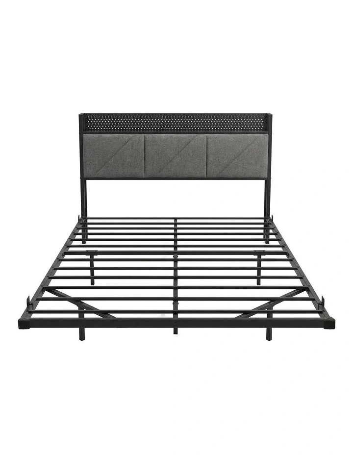 Levede Floating Bed Frame Double LED USB Power Storage Headboard Metal Base image 2
