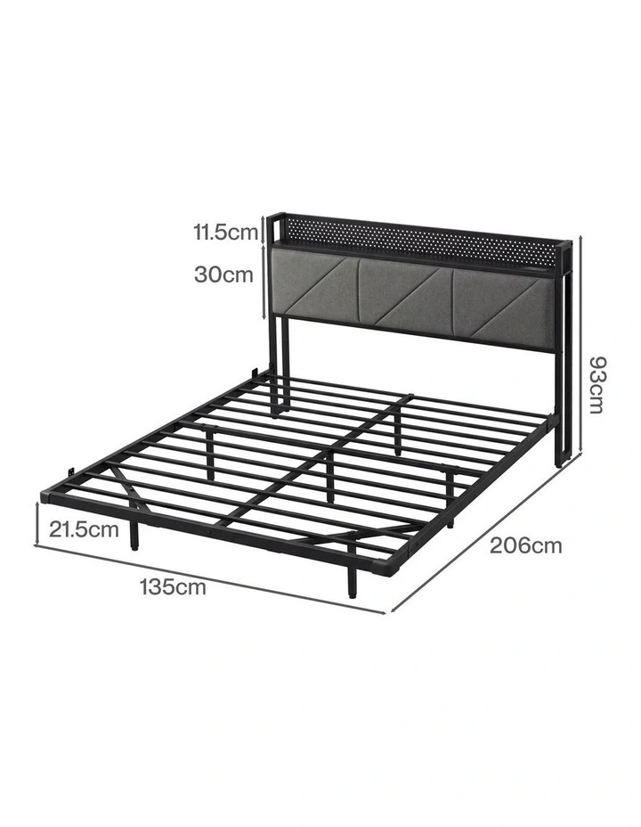 Levede Floating Bed Frame Double LED USB Power Storage Headboard Metal Base image 3