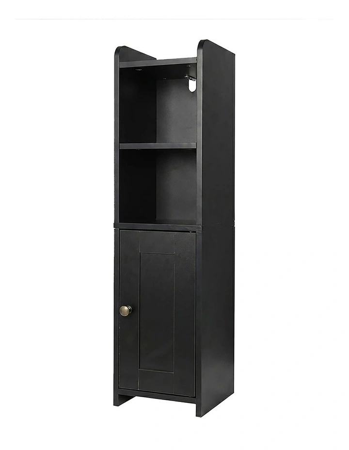 Levede Bathroom Cabinet Storage Slim Organiser Paper Holder Corner 78.5cm Black image 1