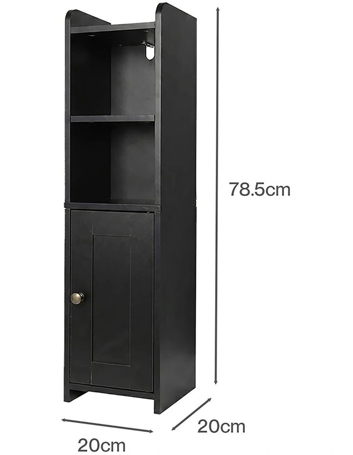 Levede Bathroom Cabinet Storage Slim Organiser Paper Holder Corner 78.5cm Black image 3