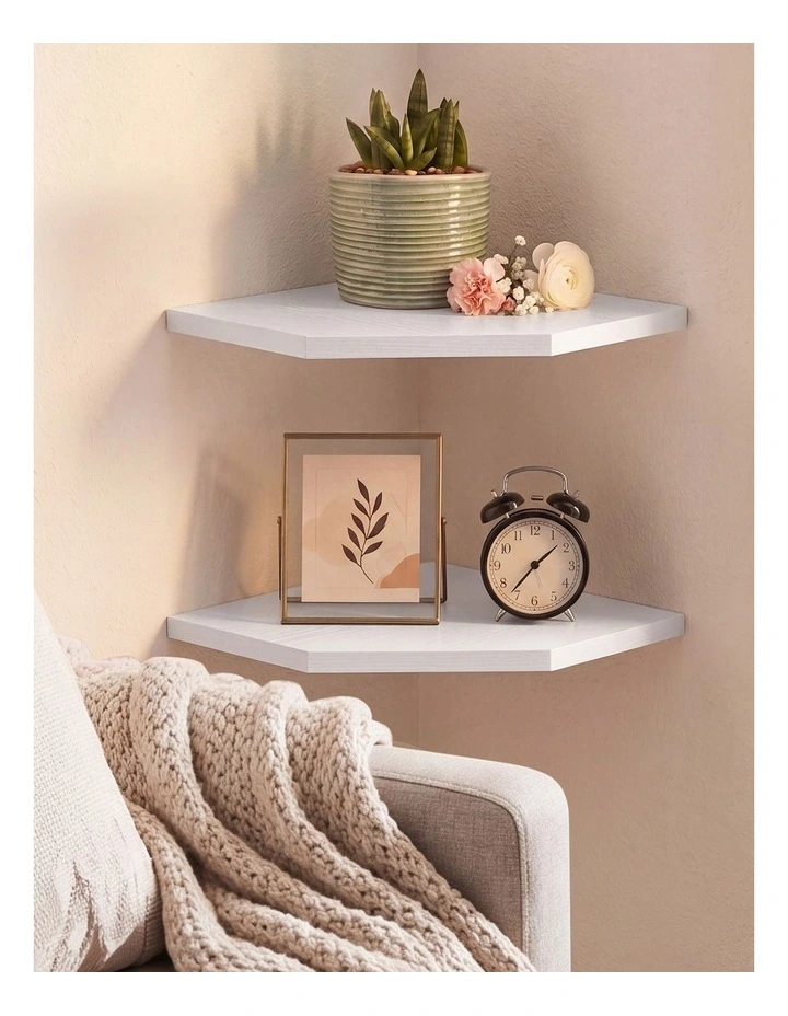 Levede Corner Shelves 2 Pcs Wall Mounted Floating Storage Display Rack Bedroom image 7