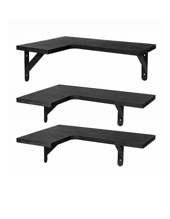 Levede Corner Floating Shelves 3Pcs L-Shaped Wall-Mounted Living Room Storage image 1