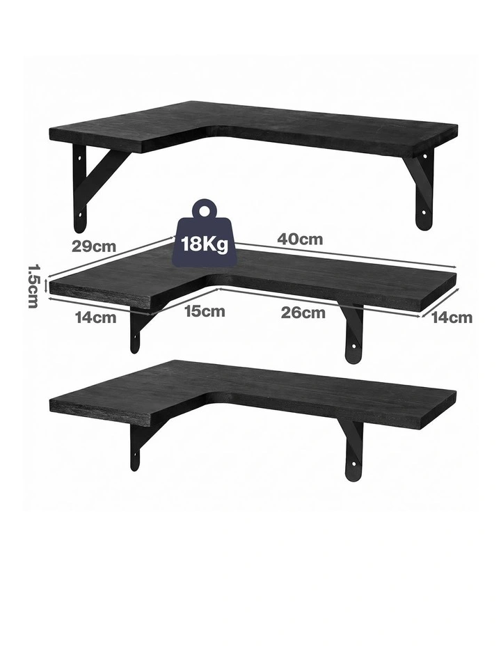 Levede Corner Floating Shelves 3Pcs L-Shaped Wall-Mounted Living Room Storage image 3