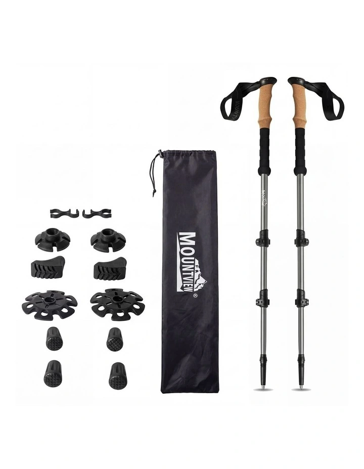 Mountview 2 Pcs Hiking Trekking Poles Walking Stick Adjustable Lightweight Grey image 1