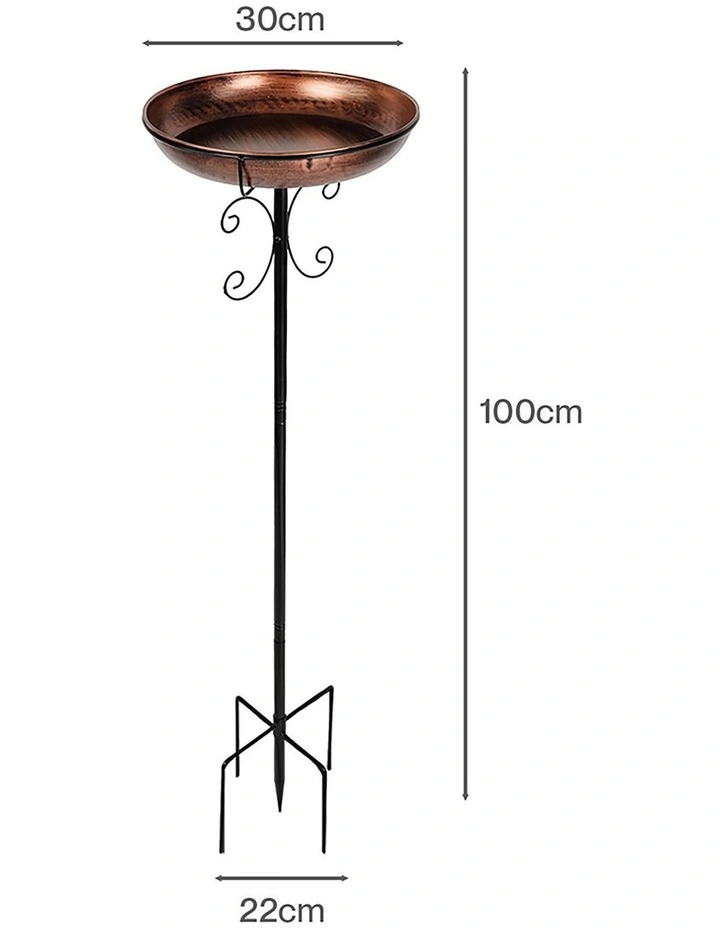 Toque Bird Bath Feeder Outdoor Garden Freestanding Metal Weather Resistant 100cm image 3