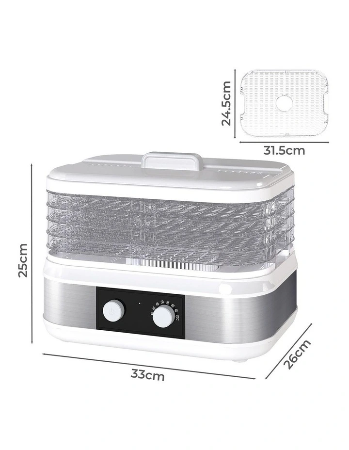 Spector 5-Tray Stainless Steel Food Dehydrator Fruit Jerky White image 3