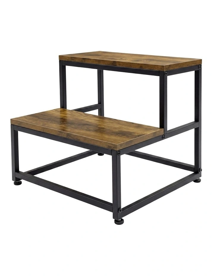 Levede 2-Step Stool Non Slip Brown image 1