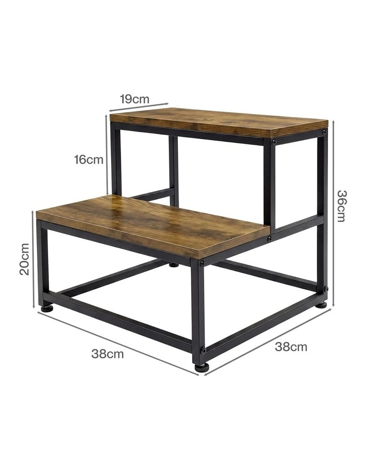Levede 2-Step Stool Non Slip Brown image 3