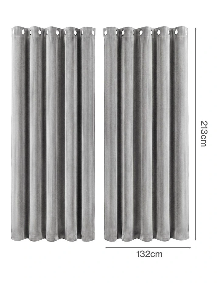Marlow Blackout Curtains 2-Panel Velvet Room Darkening Eyelet Curtains 132x213cm image 3