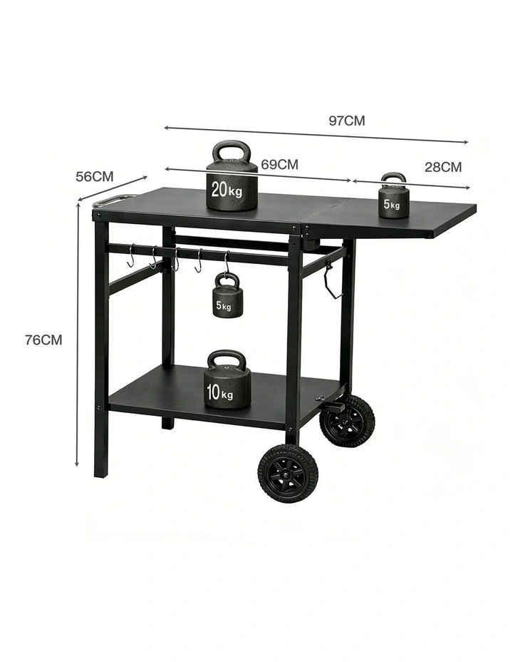 Levede Outdoor Kitchen Cart Mobile Foldable Food Prep BBQ Grill Dining Table image 3