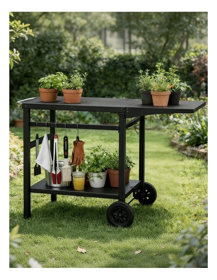 Levede Outdoor Kitchen Cart Mobile Foldable Food Prep BBQ Grill Dining Table image 7