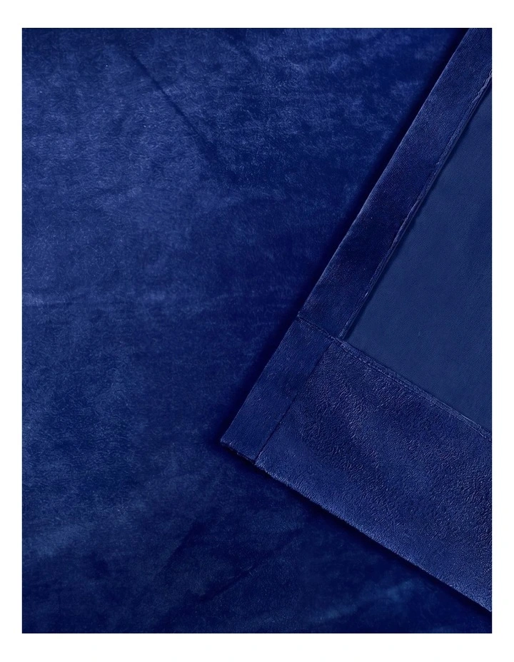 Marlow Blackout Curtains 2 Panels Velvet Room Darkening Eyelet Curtains Blue image 4
