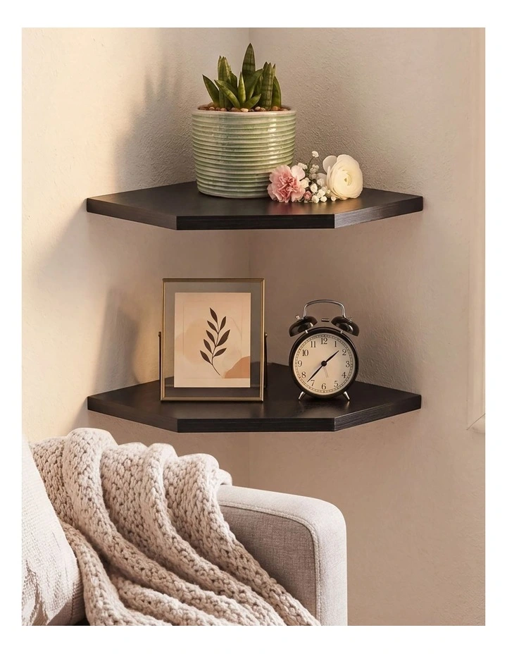 Levede Corner Shelves 2 Pcs Wall Mounted Storage Display Rack Adjustable Bedroom image 7