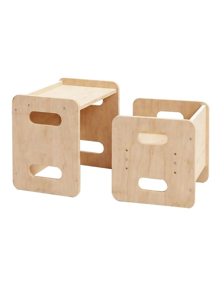 Levede Kids Table and Chair Set Dining Adjustable Toddler Activity Desk Wood image 1