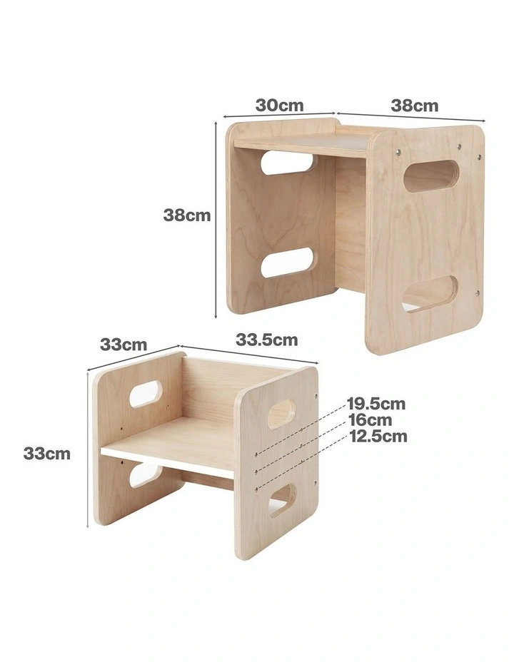 Levede Kids Table and Chair Set Dining Adjustable Toddler Activity Desk Wood image 3