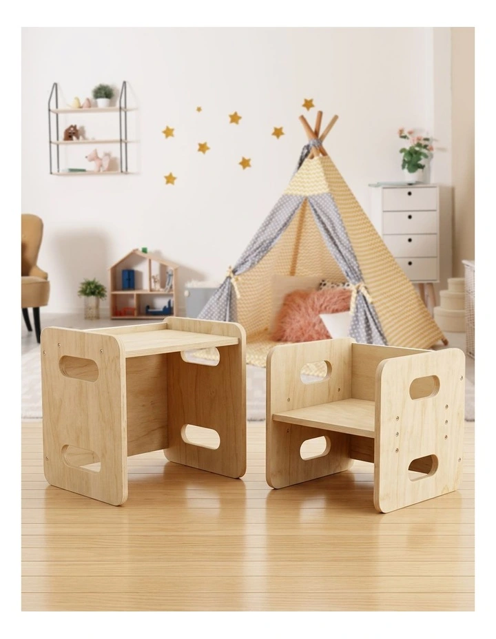 Levede Kids Table and Chair Set Dining Adjustable Toddler Activity Desk Wood image 7