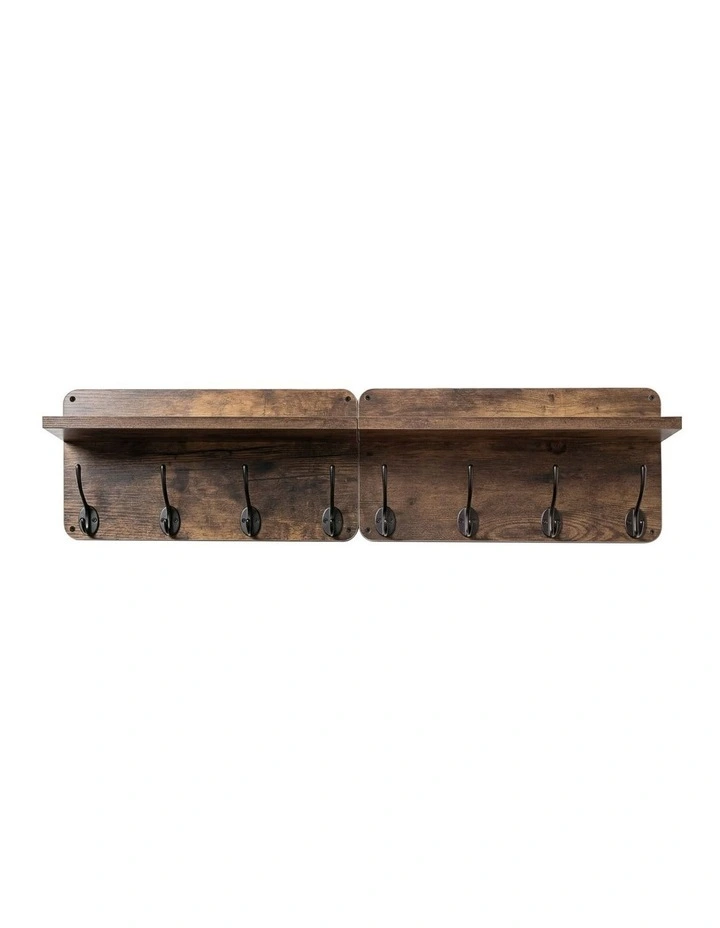Levede Wall Mounted Coat Rack 2 Pcs Entryway Organizer Storage Rack Shelf Hooks image 2